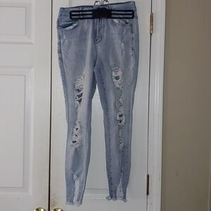 Rue21 Curvy  Stretch High Rise Distressed  Ankle Jeggings Sz 6
